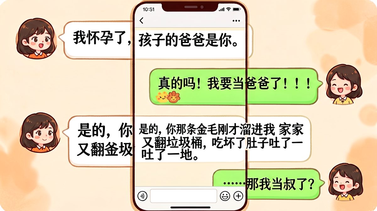 以为是喜当爹，结果是金毛当爹