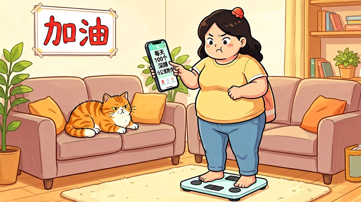 第一天，老婆信心满满地宣布自己的健身计划