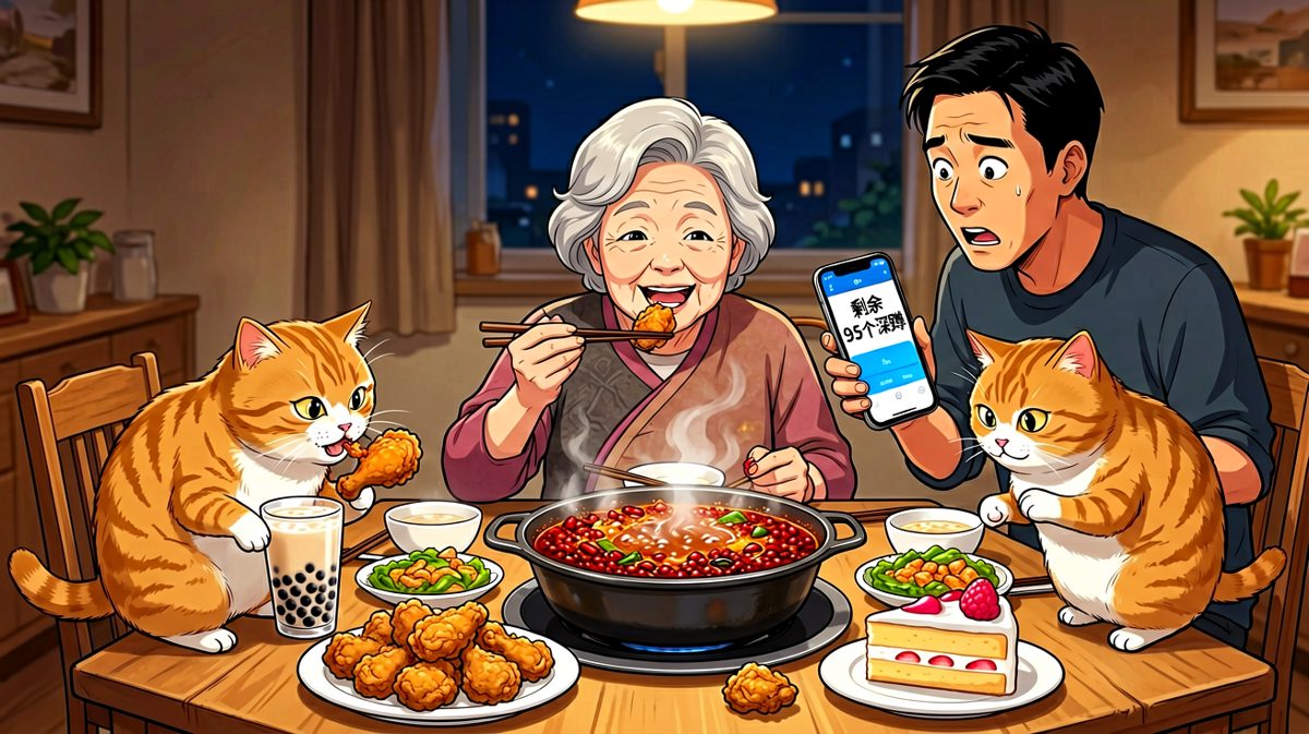晚上，老婆彻底放弃了节食