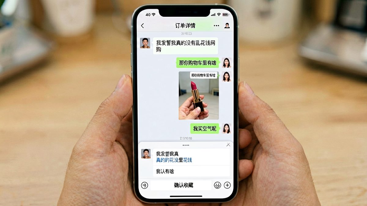 他说没有乱花钱，却买了口红呢