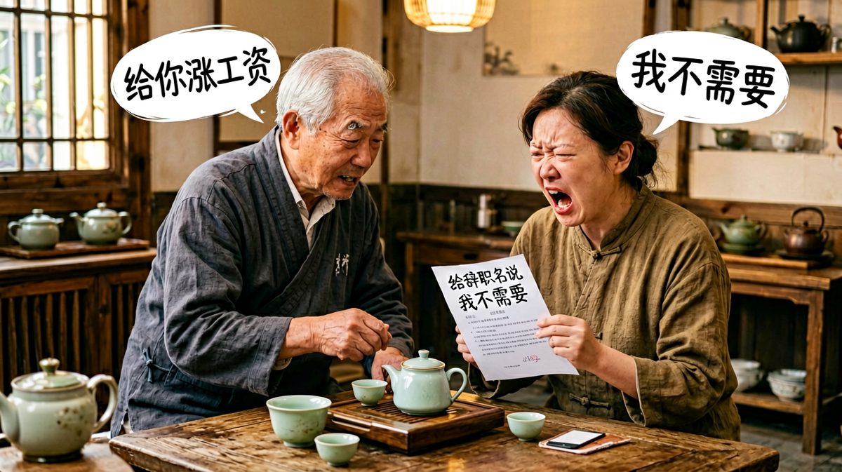 老板画饼涨工资，员工直接掀桌子走人