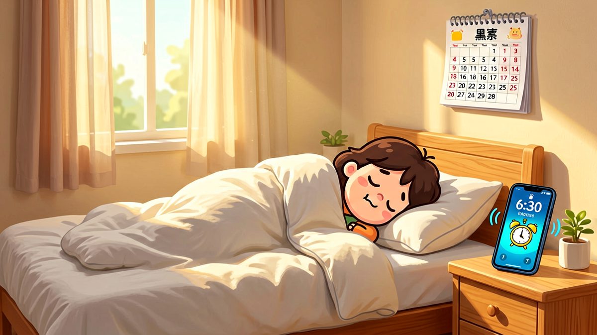 闹钟响起，主人还在睡梦中不知今天是何日。