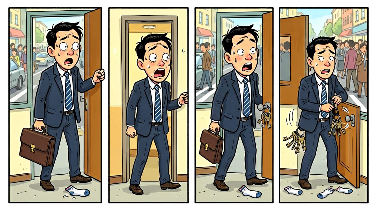 关键一步——忘带钥匙。