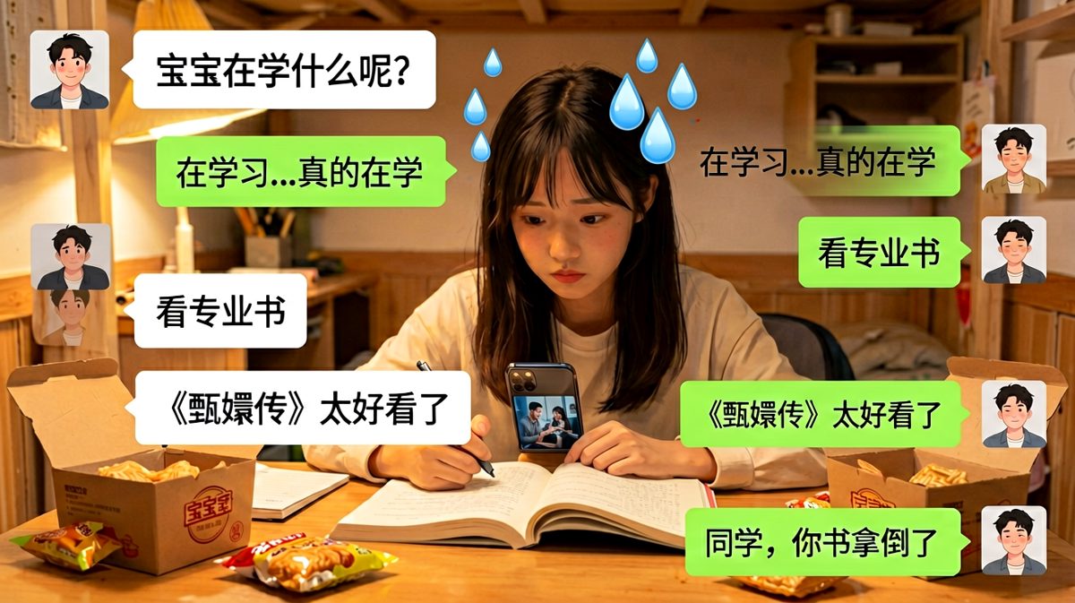 学渣的学习伪装术，被一本「倒着拿的书」无情拆穿。