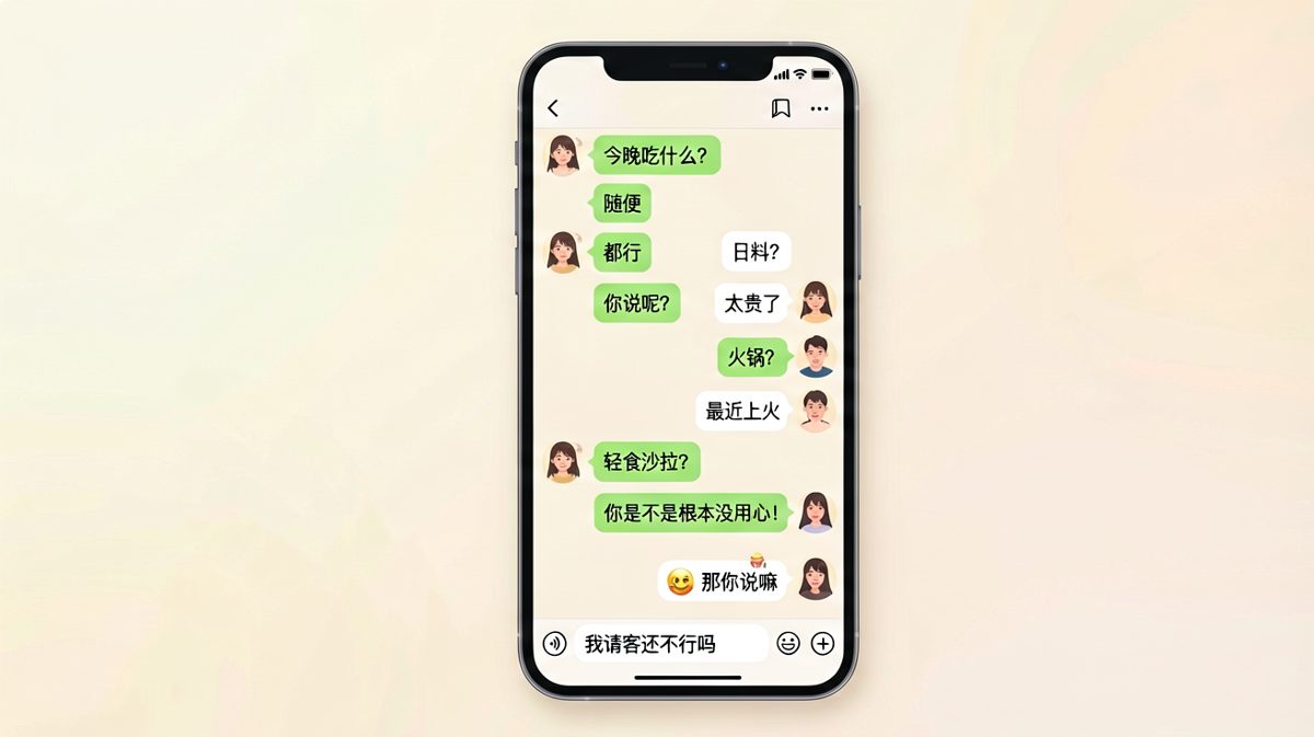 '随便'是情侣间最难翻译的语言，男士求生欲全程在线却全线崩盘