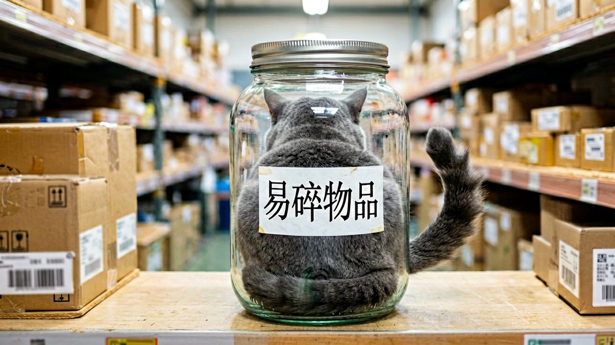 此猫咪已打包好，请小心轻放——虽然它是自愿的
