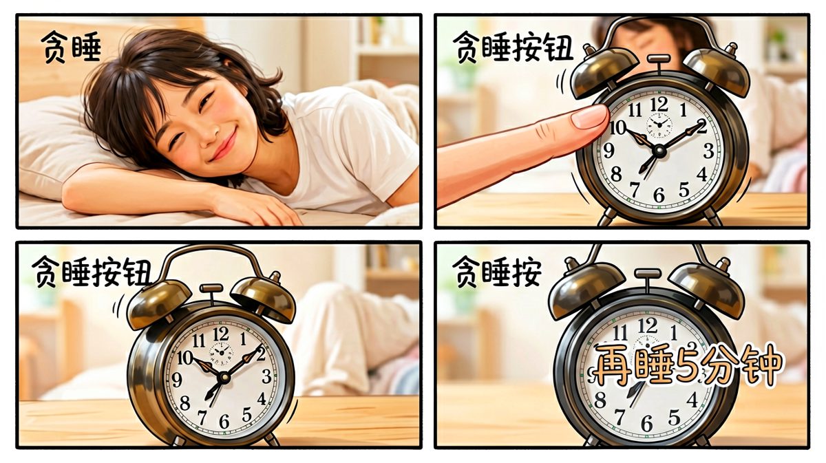 果断按下贪睡键，自信能再睡五分钟
