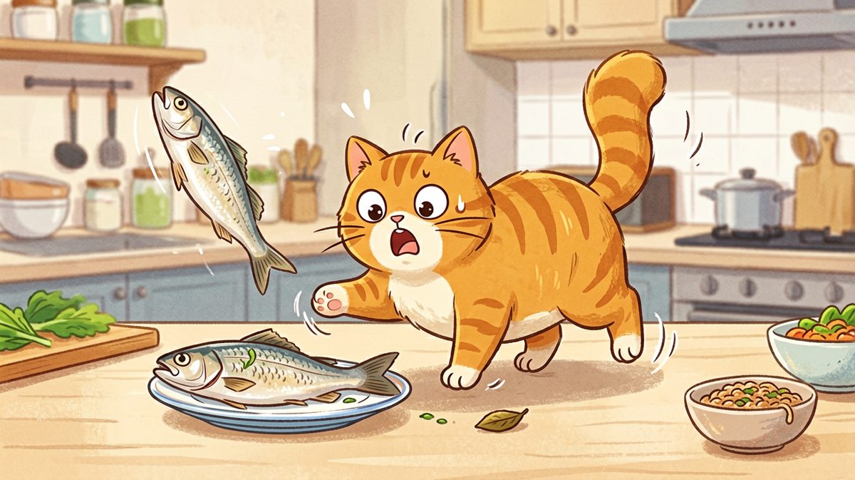 猫：我本来想优雅地吃鱼，但鱼先动的手！