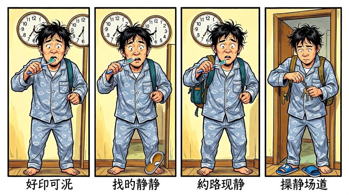慌乱出门，时间紧得像在逃命