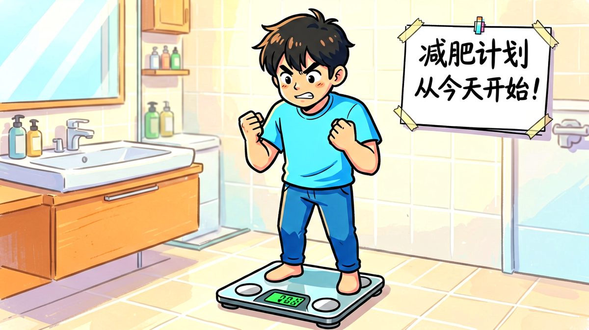 小明下定决心减肥的第一天