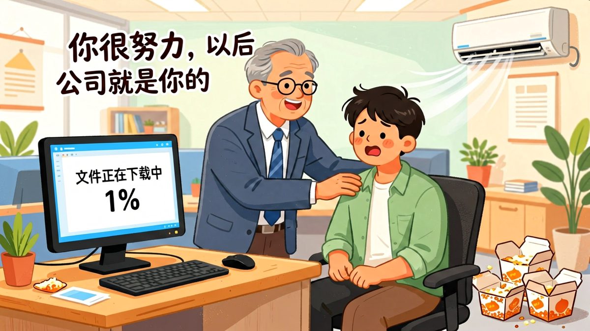 老板说我就是公司的人，其实我在等文件下载完成。