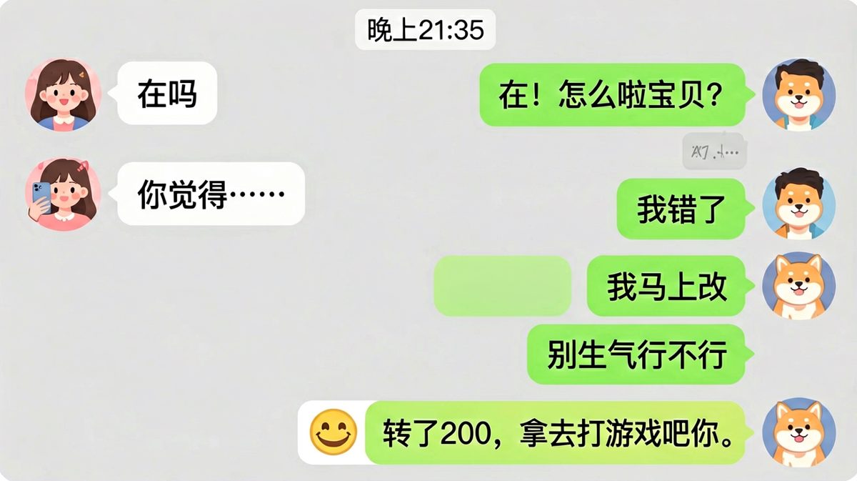 女生只说了两个字，男生已经脑补出一场大戏