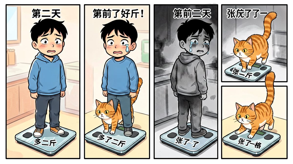 体重秤给出的最终答案——不仅没瘦，还胖了
