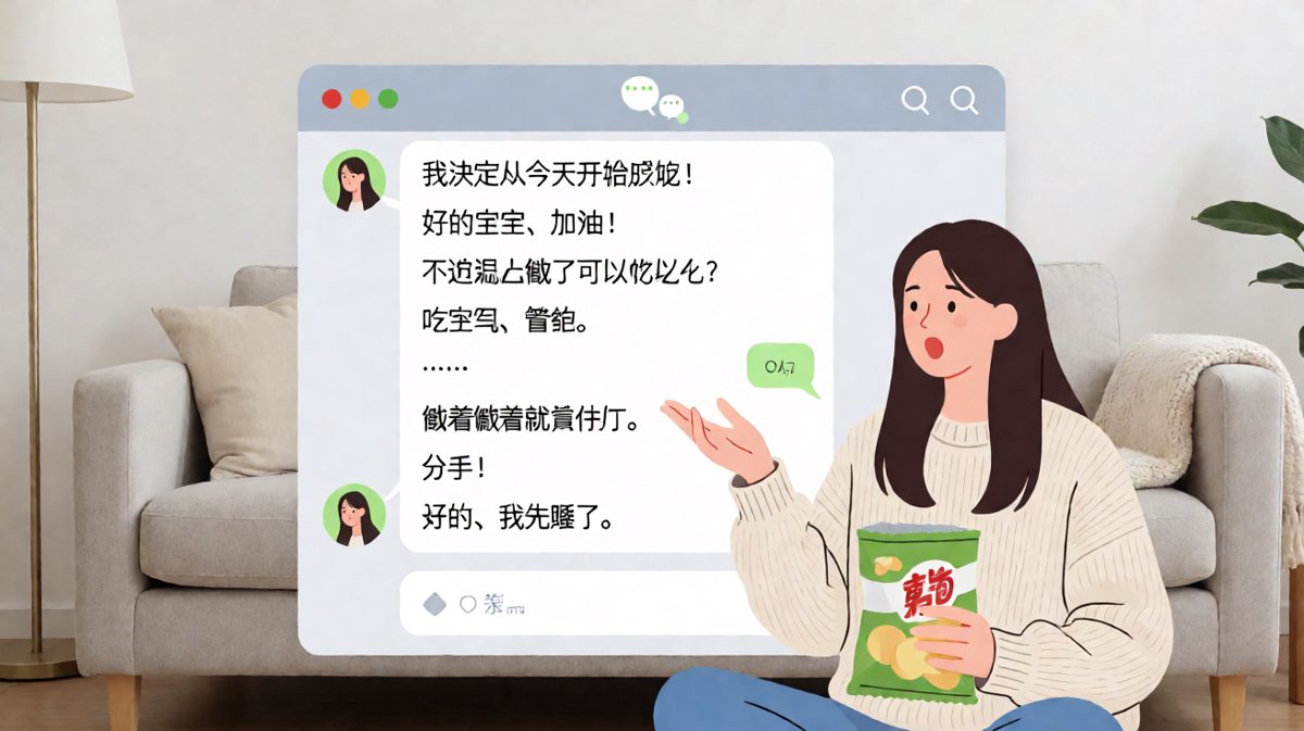减肥路上的最大绊脚石，是那个说'吃空气管饱'的对象