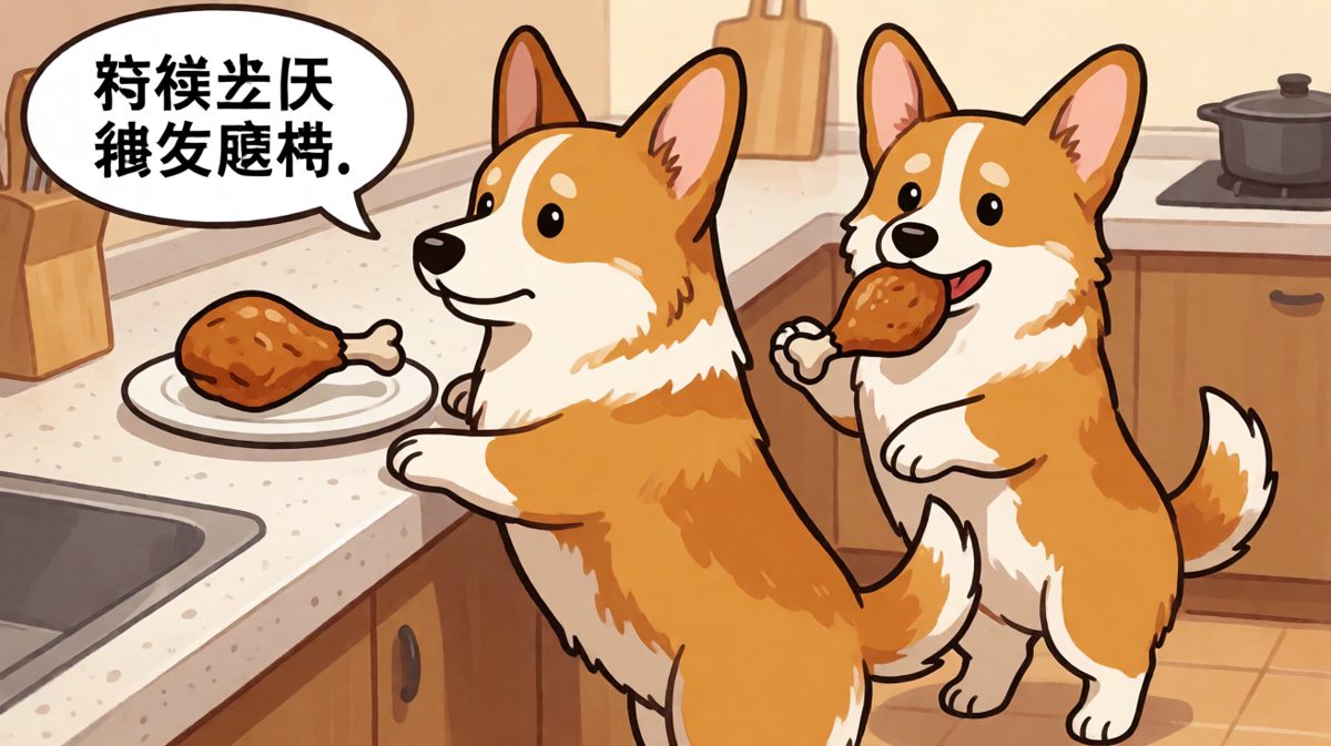 不是我吃的，是鸡腿自己跑到我嘴里的！