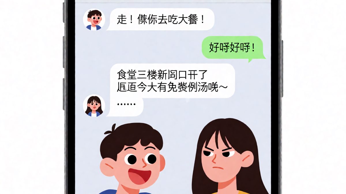 大餐=食堂，例汤=免费，男生的浪漫永远猜不到