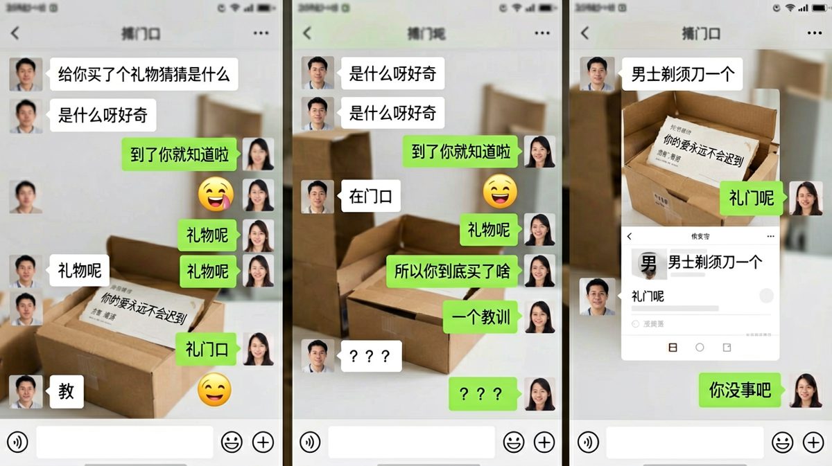 浪漫铺垫了半小时，最后送了个剃须刀还说这是教训