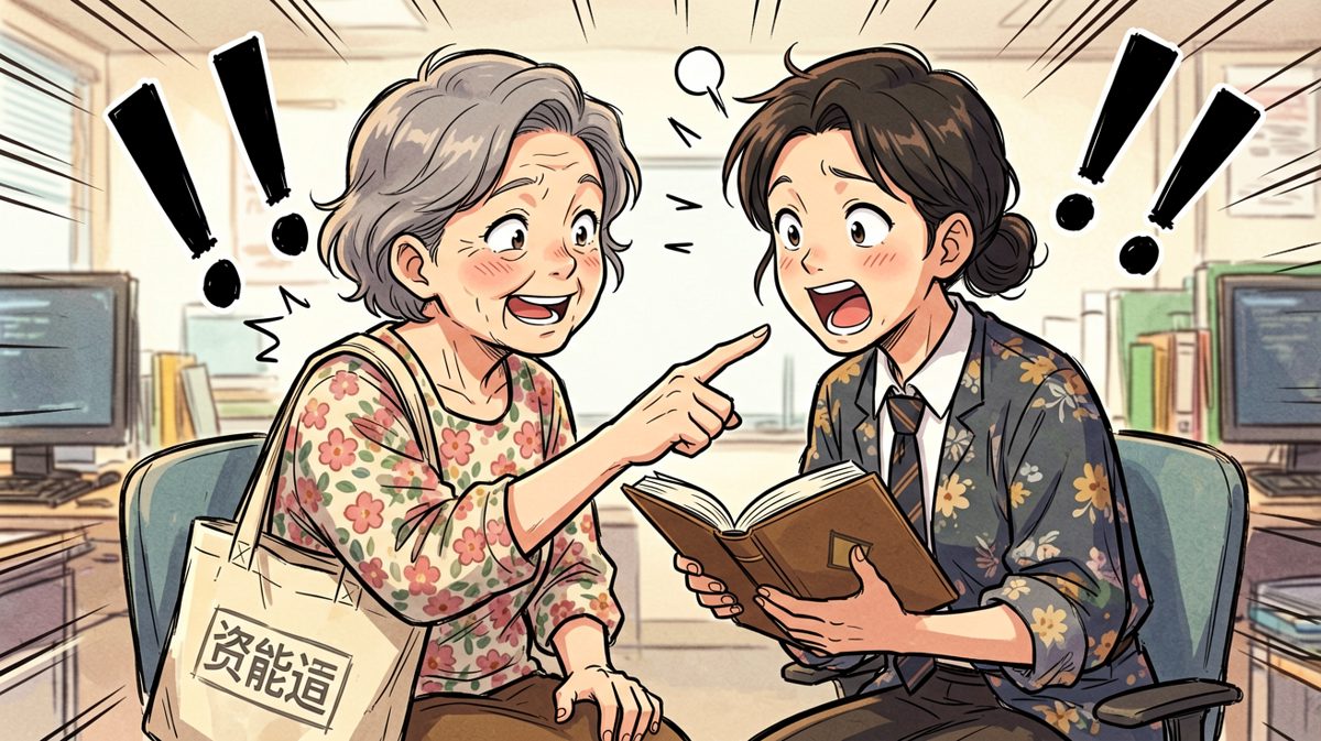 热心大妈发现他手里的书，热情搭话