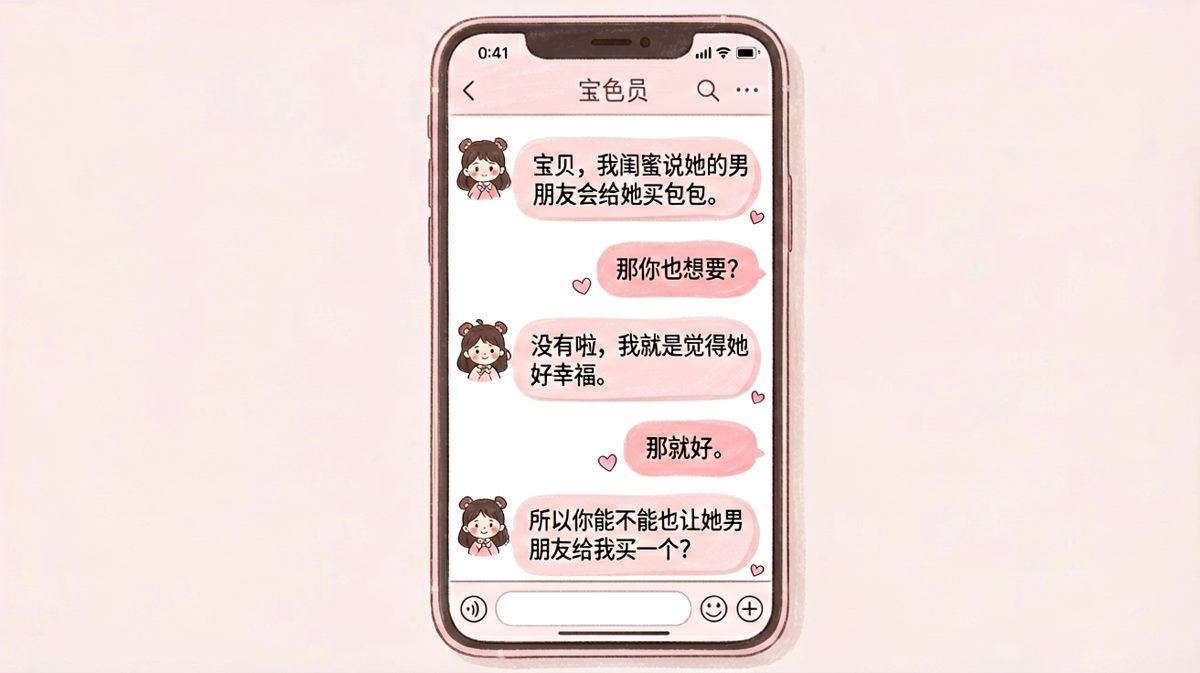 「她男朋友给你买」，逻辑闭环了。