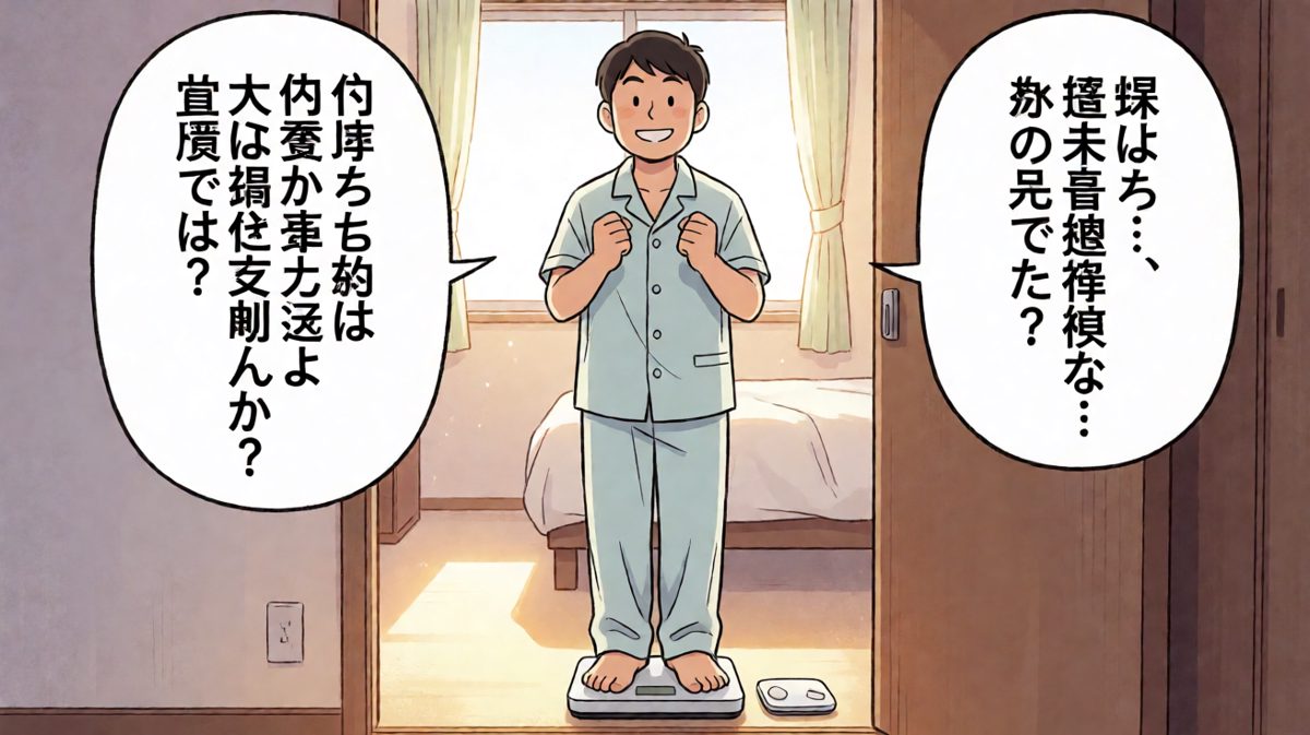 清晨准备称体重的期待时刻