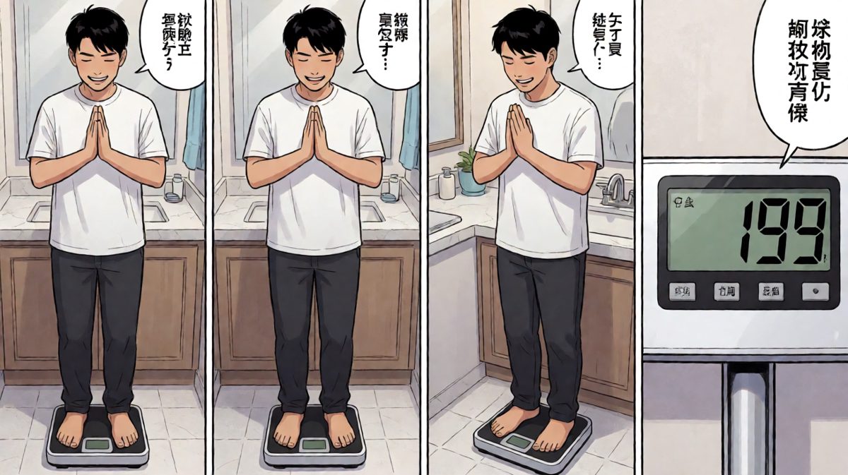 用意念试图改变体重数字的搞笑尝试