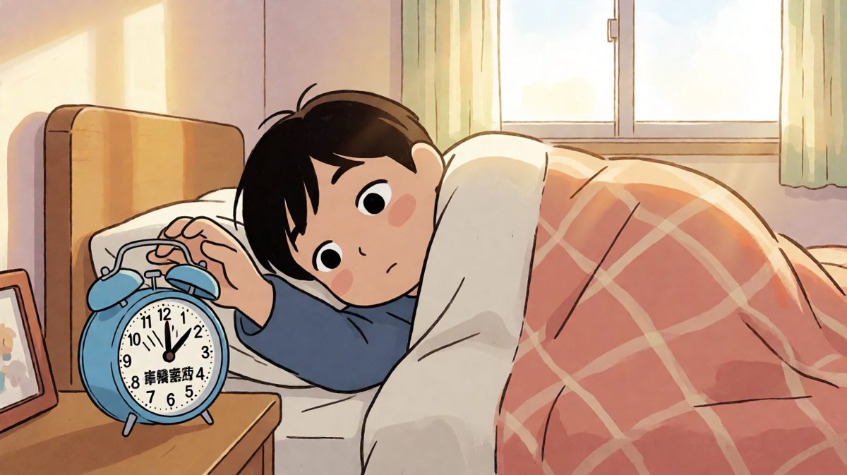 第一格：闹钟响了，挣扎起床第一步——失败。