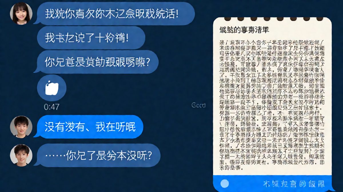 女生以为他不专心，结果他在小本本上疯狂记笔记