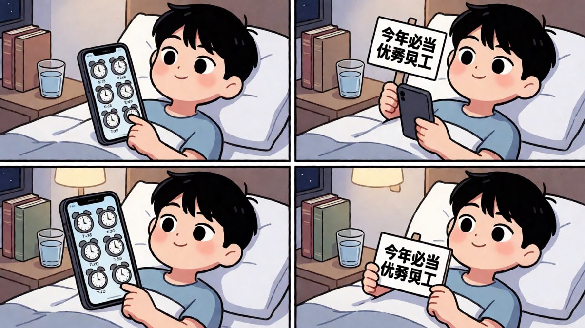 深夜立下雄心壮志，一口气定了七个闹钟