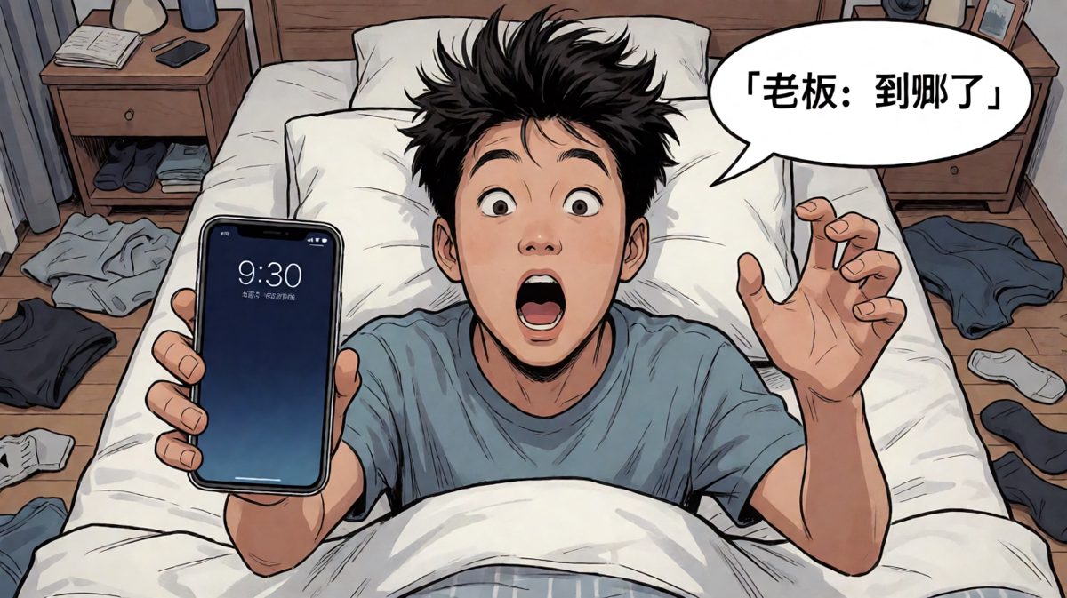 睁眼一看已经迟到了两个钟头