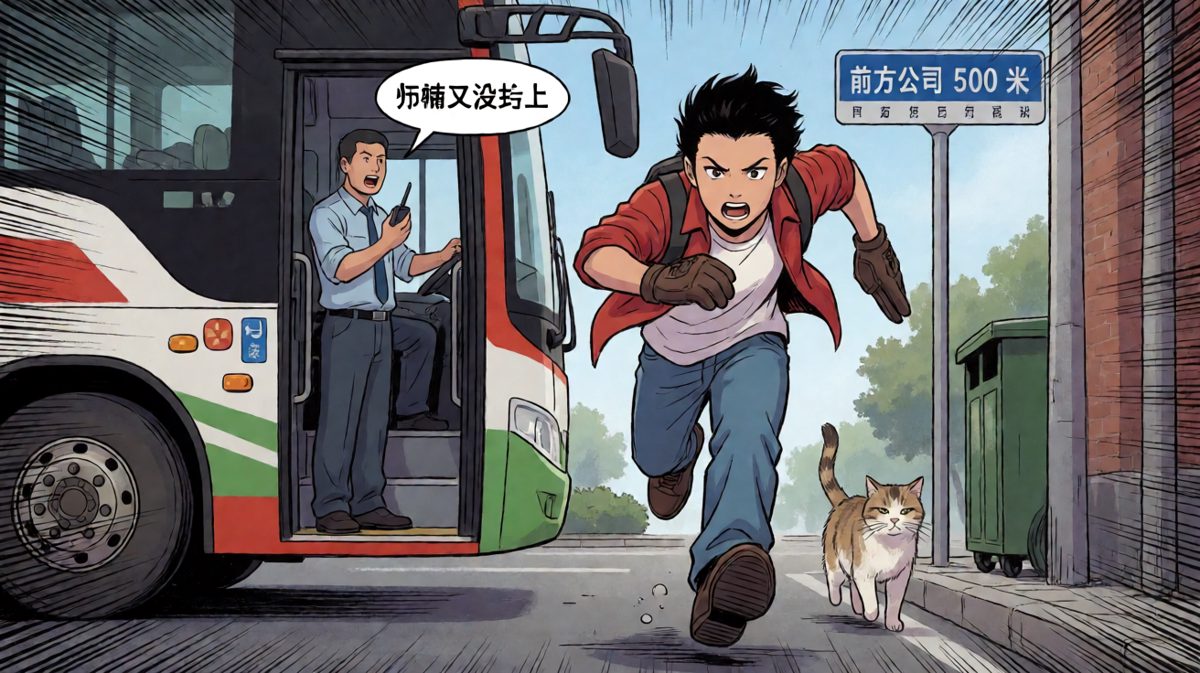 最后一格：鞋子跑掉一只，车也走了
