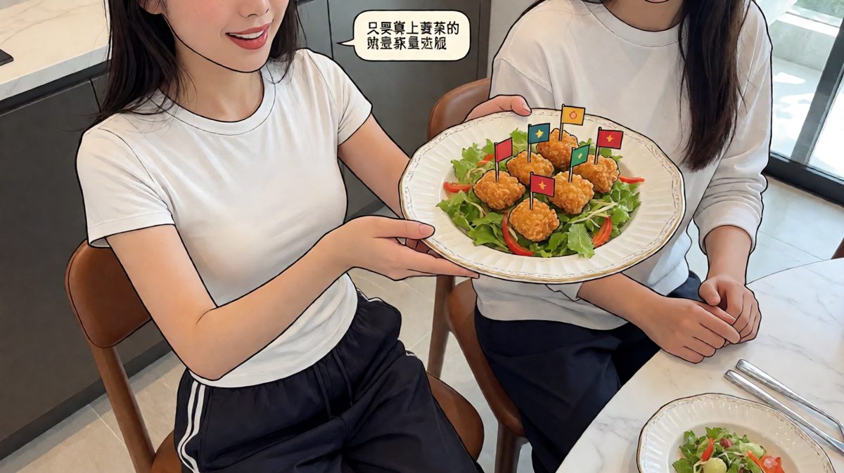我的沙拉里只是恰好放了几块炸鸡而已