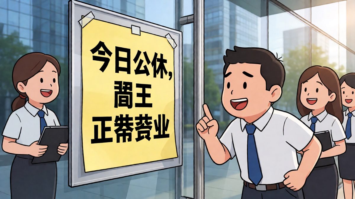 第四格：冲到公司才发现——今天周六！