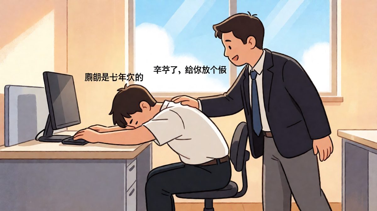 老板：给你放一天带薪假！员工：谢谢老板！老板：去年的，今天已经批完了。