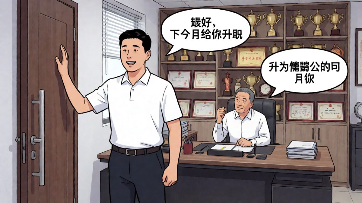 老板：你很有潜力，下月升职！员工：真的吗！老板：升去我们隔壁外包公司。