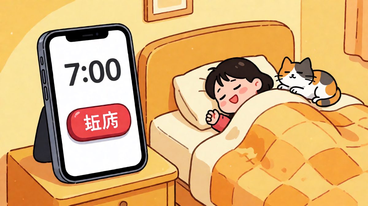 闹钟准时响起，主人睡得正香