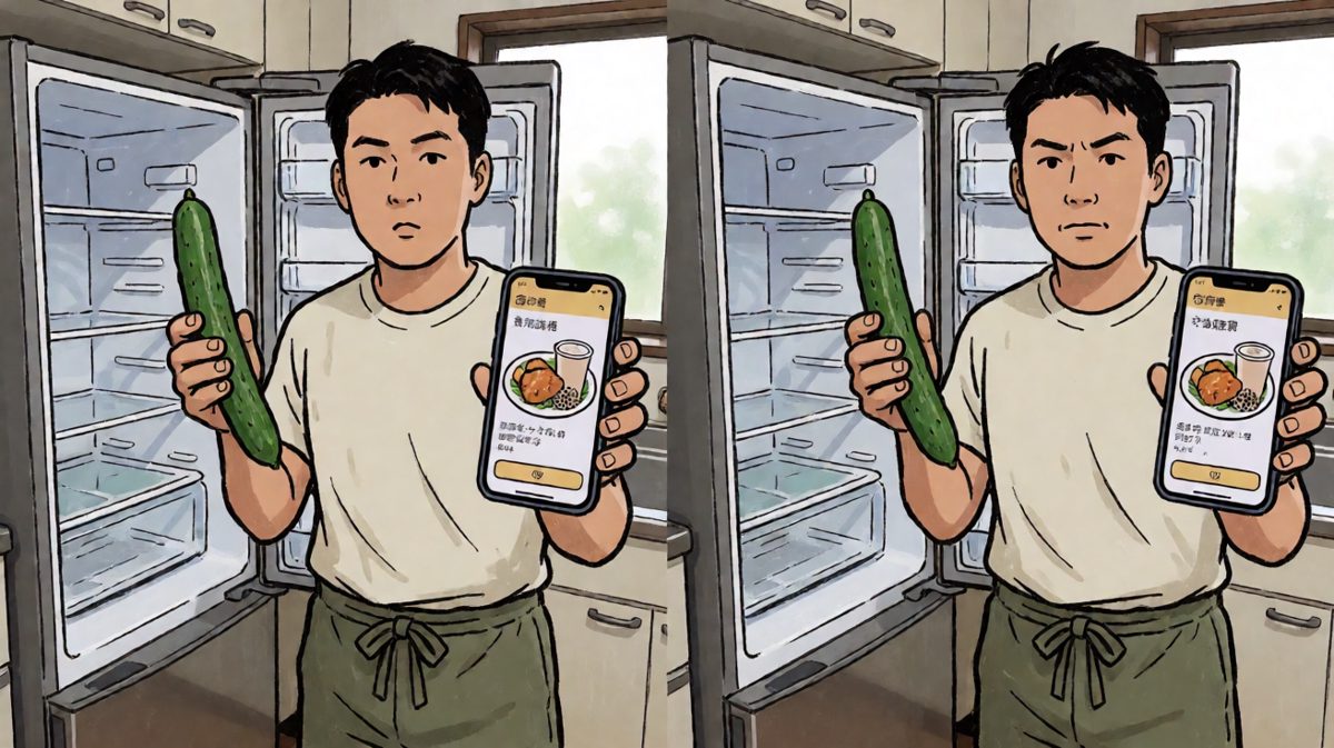 面对冰箱和外卖APP，减肥的决心开始动摇。