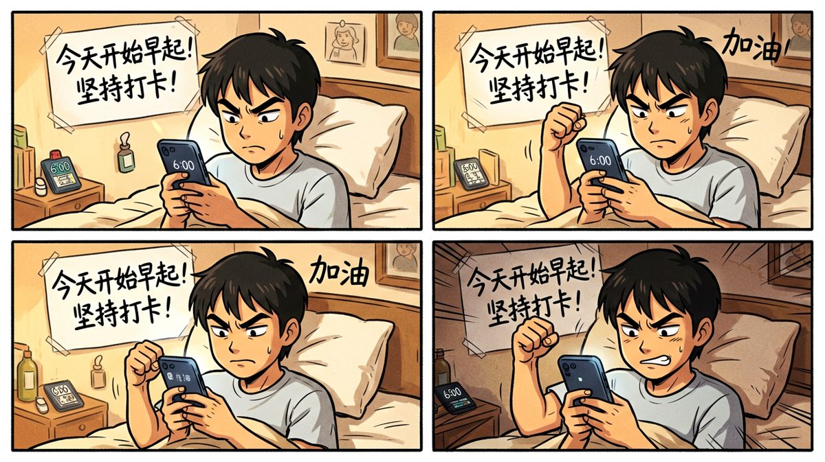 雄心壮志：今晚一定早睡早起！