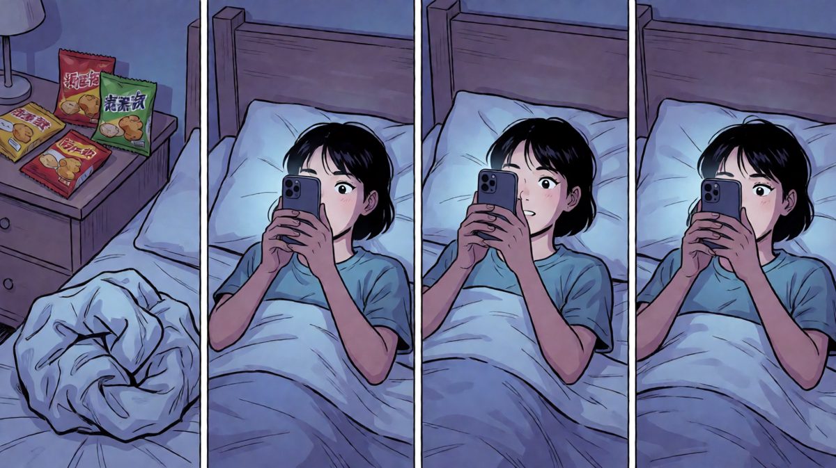 凌晨三点，'再看一个视频就睡'的自我欺骗。
