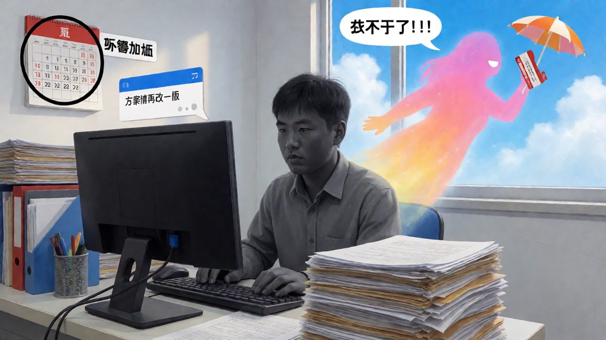 肉体在打卡上班，灵魂早就辞职了。