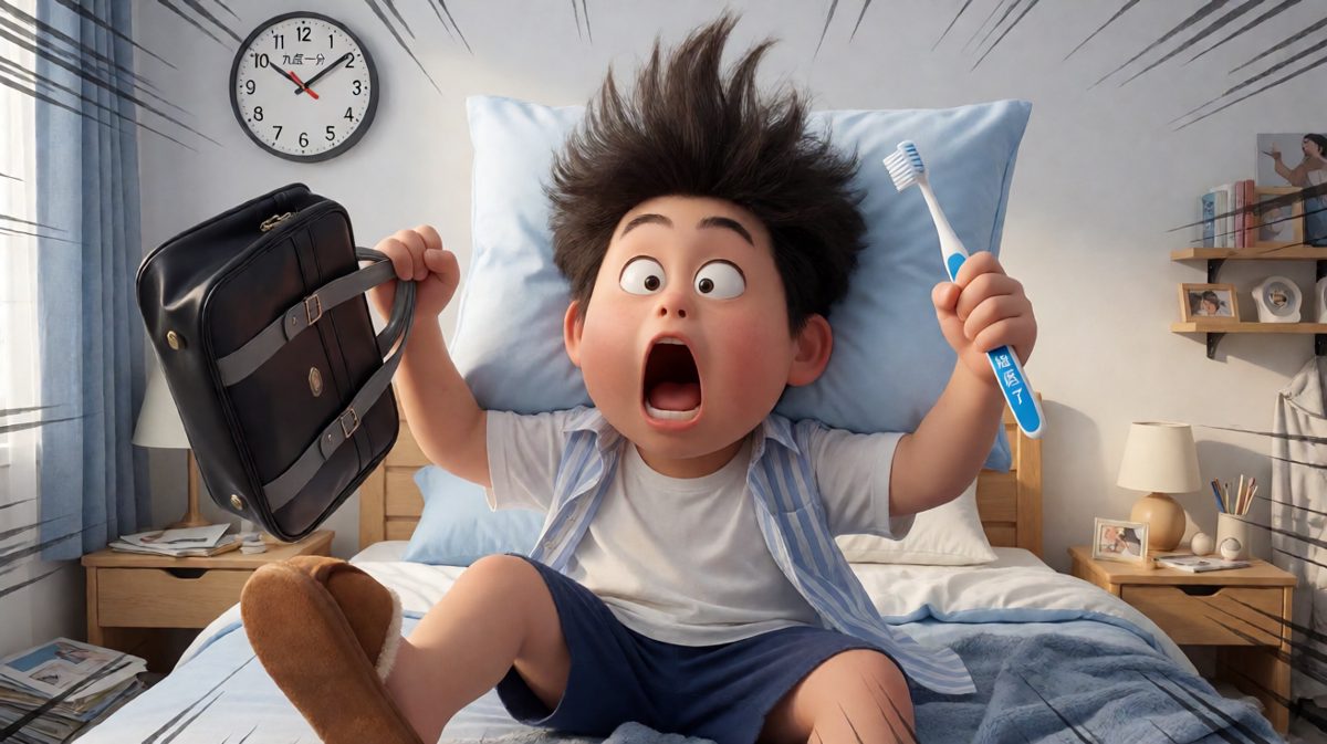 糟了！迟到了！以光速冲出门