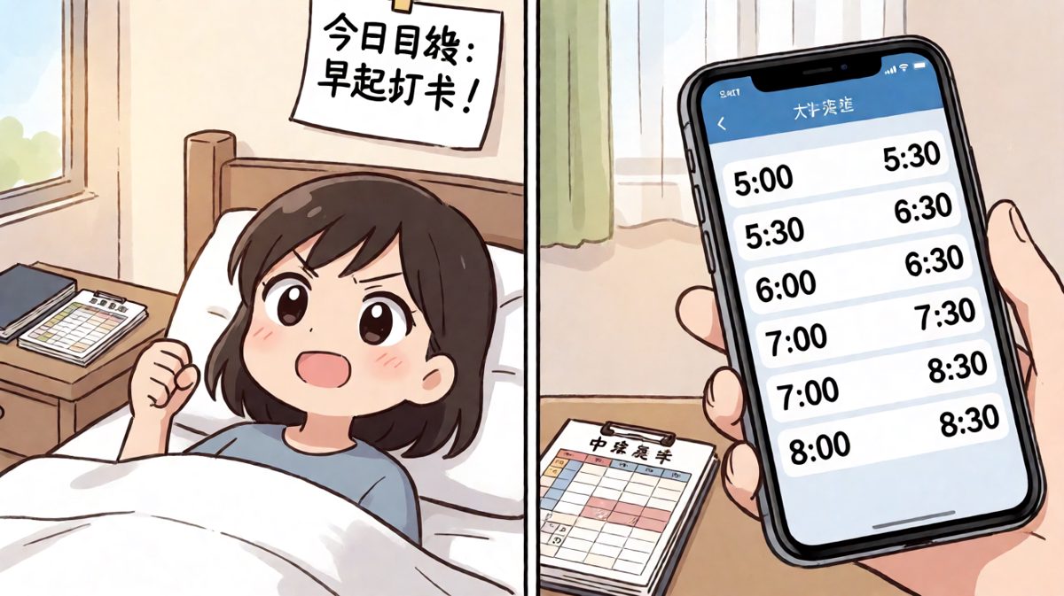 雄心壮志，8个闹钟安排上！