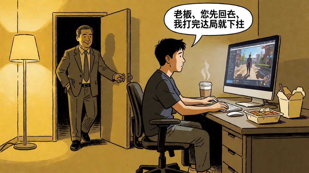 老板以为在加班，结果在打排位