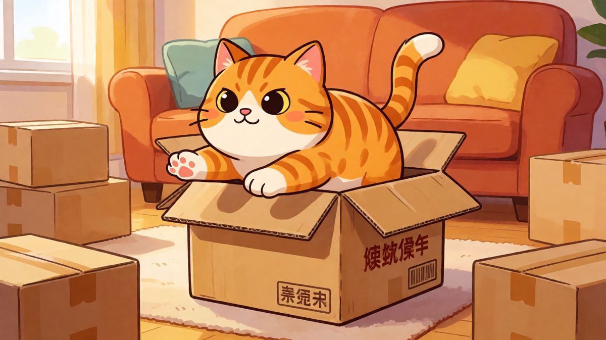 猫：只要我够努力，纸箱就困不住我！
