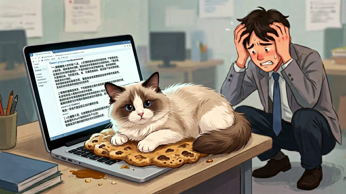 猫：你写你的，我睡我的，分工明确。