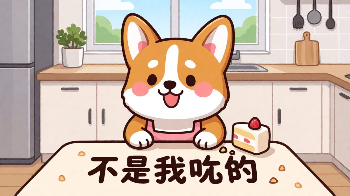 我没有！是蛋糕自己跳进我嘴里的！
