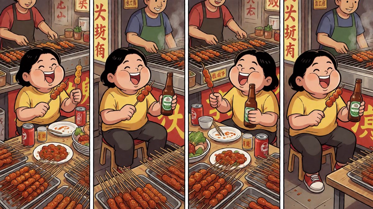 不知不觉坐下开吃，彻底忘记减肥