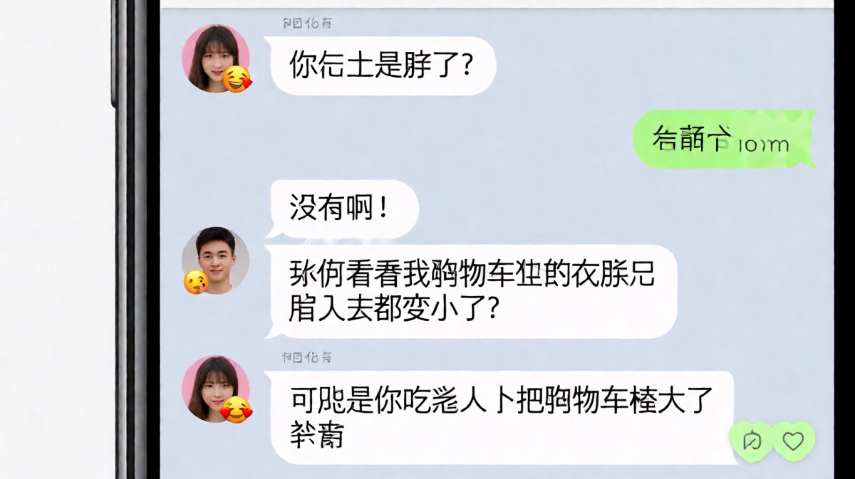 女生问购物车衣服变小了，男生神回复是购物车被吃撑大了