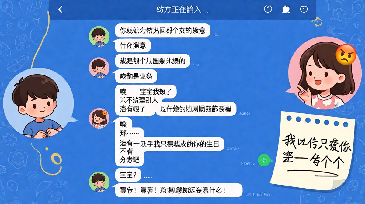 男生以为随便哄哄就过关，结果步步加码直到被提分手的搞笑对话。