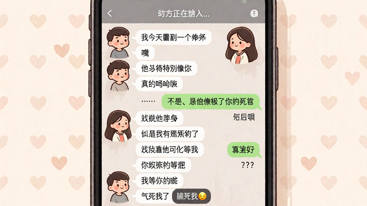 女生故意逗男生说等帅哥的钱，结果把男生气到'没了'的反转对话。