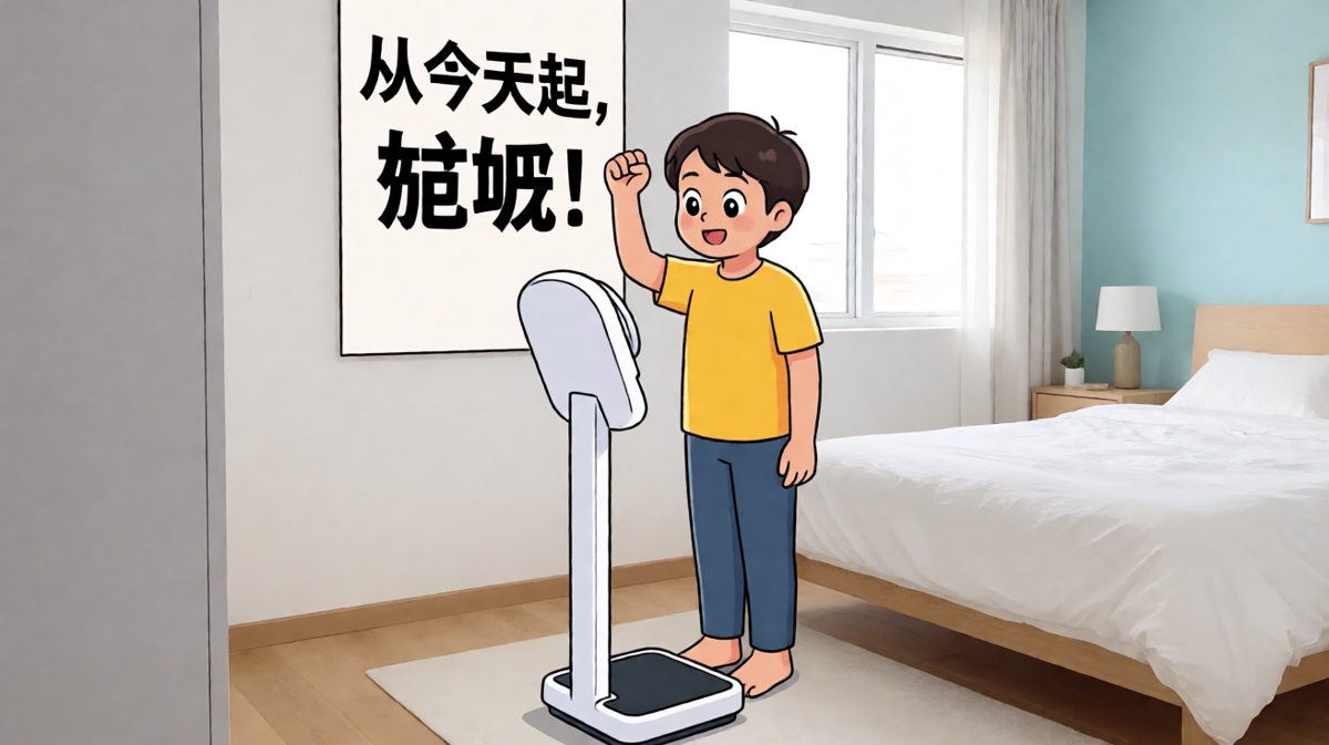 第一天，立下雄心壮志要减肥。